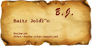 Baitz Jolán névjegykártya